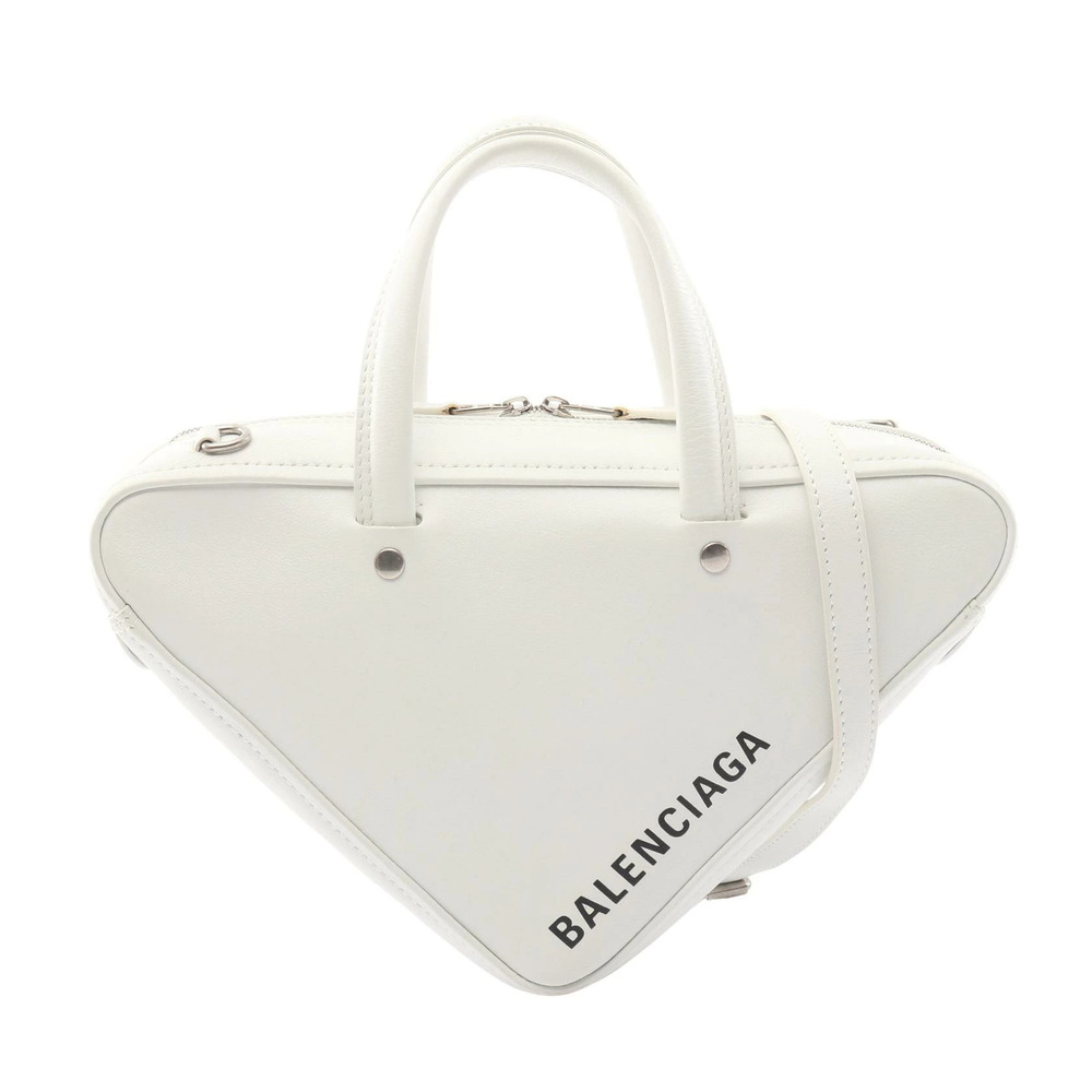 Balenciaga White Triangle Leather Duffle Handbag XS - Picture 2 of 8